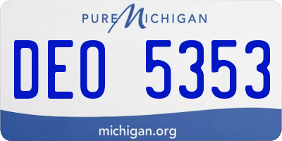 MI license plate DEO5353