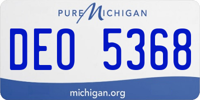 MI license plate DEO5368