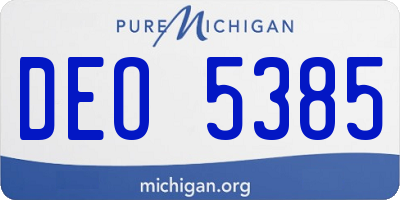 MI license plate DEO5385