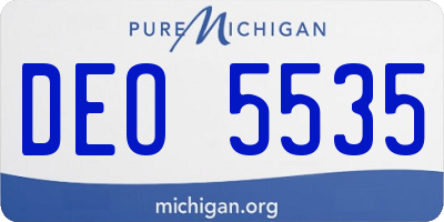 MI license plate DEO5535