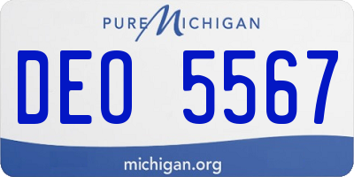 MI license plate DEO5567