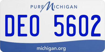 MI license plate DEO5602