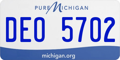 MI license plate DEO5702