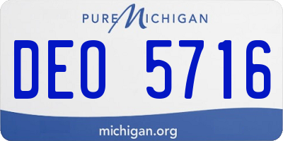 MI license plate DEO5716