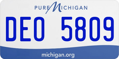 MI license plate DEO5809