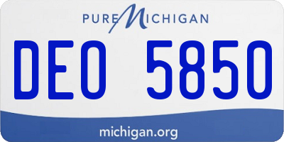 MI license plate DEO5850