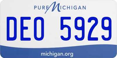 MI license plate DEO5929