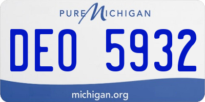 MI license plate DEO5932