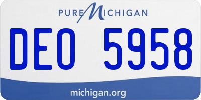 MI license plate DEO5958