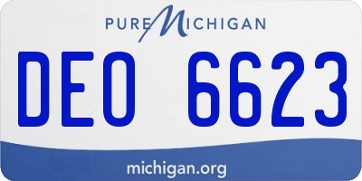 MI license plate DEO6623
