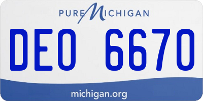 MI license plate DEO6670