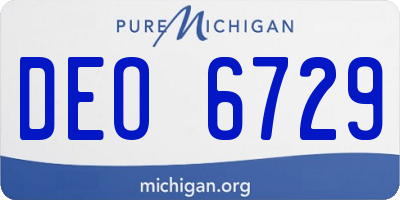 MI license plate DEO6729