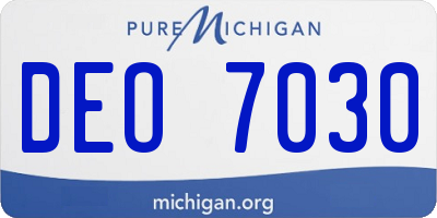 MI license plate DEO7030