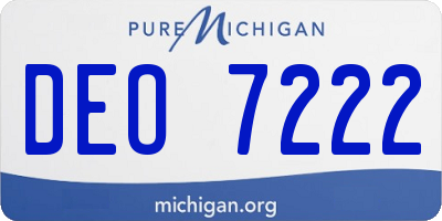 MI license plate DEO7222