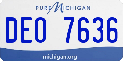 MI license plate DEO7636