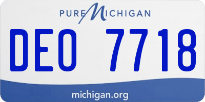 MI license plate DEO7718