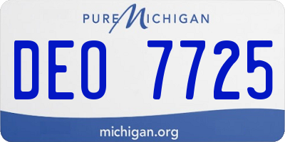MI license plate DEO7725