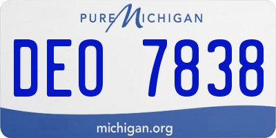 MI license plate DEO7838