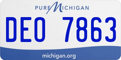 MI license plate DEO7863