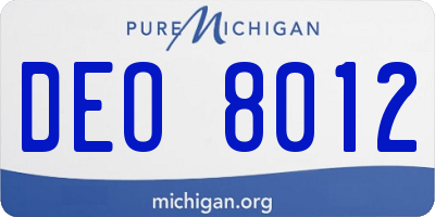 MI license plate DEO8012