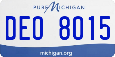 MI license plate DEO8015