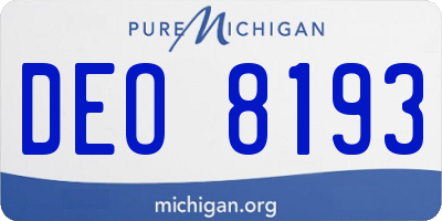 MI license plate DEO8193