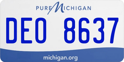 MI license plate DEO8637