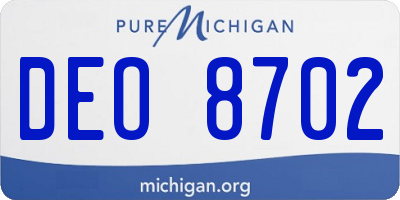 MI license plate DEO8702