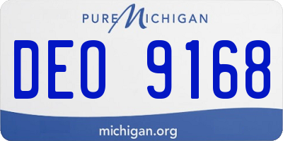 MI license plate DEO9168