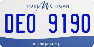 MI license plate DEO9190