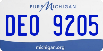 MI license plate DEO9205