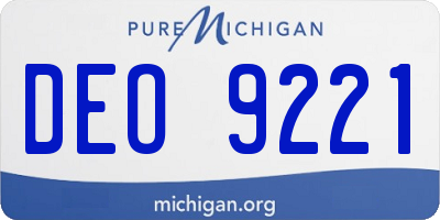 MI license plate DEO9221