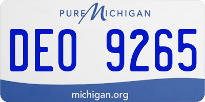 MI license plate DEO9265