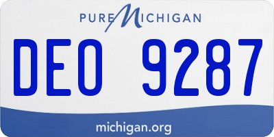 MI license plate DEO9287