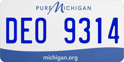 MI license plate DEO9314