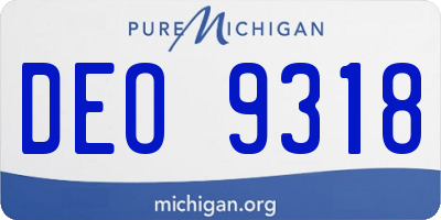 MI license plate DEO9318