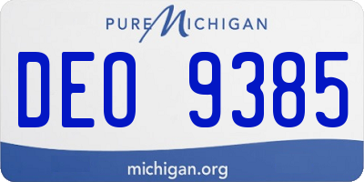 MI license plate DEO9385