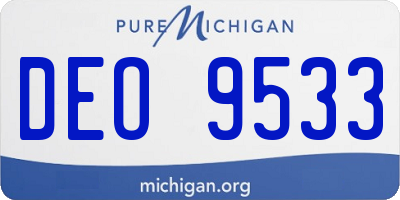 MI license plate DEO9533