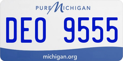 MI license plate DEO9555