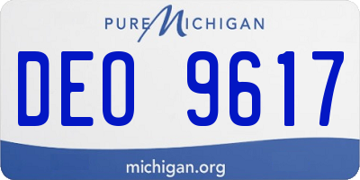 MI license plate DEO9617