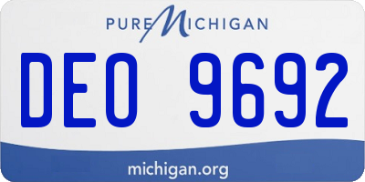 MI license plate DEO9692