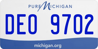 MI license plate DEO9702