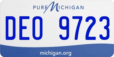 MI license plate DEO9723