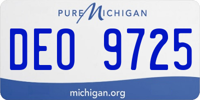 MI license plate DEO9725