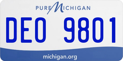MI license plate DEO9801