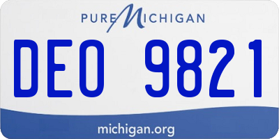 MI license plate DEO9821