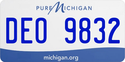 MI license plate DEO9832