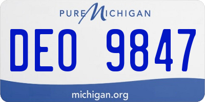 MI license plate DEO9847