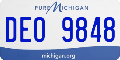 MI license plate DEO9848