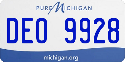 MI license plate DEO9928